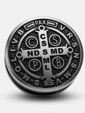 Saint Benedict Cross Bead, Stainless Steel Paracord Bead, Catholic Protection
